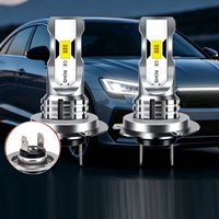 2Pcs Fanless H4 H1 H3 LED H7 Bulb 1:1 Mini Size Head Lamp Wireless CSP LED Chips Car LED Headlight Bulbs 80W 6500K White 12V