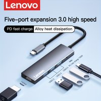 Lenovo S705 USB-C Docking Station 5-in-1, 4K HDMI, USB 3.0, PD Fast Charging, Aluminum Alloy, Portable Hub for Laptop Tablet