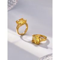 Beautiful Square Cubic Zirconia Women's Rings Stainless Steel PVD Gold Plated Finger Waterproof Open Rings for Women Jewelry