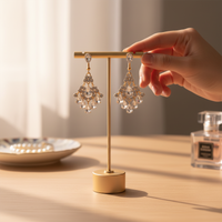 Gold-Plated Stainless Steel Earring Display Stand - Sturdy Decorative Organizer for Dangle Earrings | Home Vanity