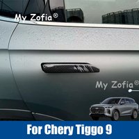 For Chery Tiggo 9 2025 2026 Car Exterior Door Handle Cover Trim ABS Protective Stickers Black Carbon Fiber Pattern Accessories