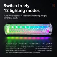 RGB Vibrant Bike Tail Light 750mAh Memory Mode Rainbow LED Rear Warning Light USB Charging Safe Night Cycling