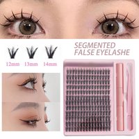 DIY Clusters Lash Kit Full Set 12-14mm Mix Bond & Seal Tweezers Lash for Self Application Makeup Individual Eyelash Extensions
