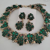 2026 New Fashion Green Crystal Rhinestone Large Collar Big Big Choker Necklace Women Statement Indian Necklace Wedding Jewelry