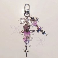 Purple Butterfly Beaded Phone Pendant/Keychain Aesthetics