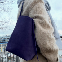 Large Women's Shoulder Bag Vintage Frosted Bucket Bag Soft Tote Bag Luxury Designer Purple Underarm Handbag Japanese Popular Bag