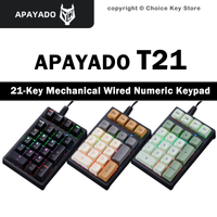 APAYADO T21 Mechanical Numpad 21 Keys USB Wired Numeric Keypad Blue Switch PBT Keycaps Backlit for Accounting/Finance/Treasury