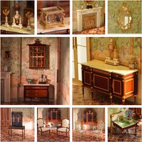 1/6 DollHouse Decoration Rococo & Chinese-style Furniture Set Bjd Doll Miniature Tableware Wine Cabinet Angel Candlestick Model