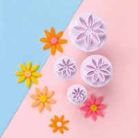 4Pcs Daisy Sugar Flipping Embossing Mold Daisy Flower Cookie Sunflower Plunger Cutter Fondant Cake Tool Cake Decorating Tools