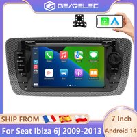 GEARELEC 7 Zoll Android 14 Autoradio CarPlay für Seat Ibiza 6j 2009 2010 2011-2013 Autoradio Multimedia-Player GPS WIFI