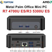 Topton Palm Gaming Mini PC AMD Ryzen 7 4700U ES 3 5300U ES 2*DDR4 2*M.2 Slots Portable Office Desktop PC Windows 11 MiniPC WiFi6