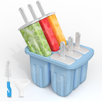 6-Cavity Silicone Popsicle Molds with 50 Sticks Ice Pop Mold Popsicle Maker Easy-Release Ice Cream Mold for Summer Party