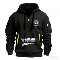 2026 New Yamaha Logo Racing Motorcycle Racing Outdoor Sports Men's Half Zipper Pocket Women's Large Hoodie