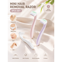 Mini Portable Hair Removal Razor Set 3 Colors Safe Gentle Bikini Line Trimmer Intimate Shaver Pubic Leg Armpit Face Women Men