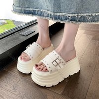 Thick Bottom Heightening Sandals Slippers Summer Outside 8cm High Heels Female Slipper Fashion Versatile Platform Beach Slides