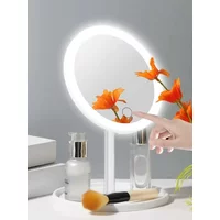 Makeup Mirror With Light USB Rechargeable White Pink LED Daylight Vanity Mirror 3 Lighting Modes Detachable Storage Base Mirror