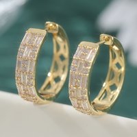 Fashion Classic Inlay Zircon Round Hoop Earrings For Women Geometric Circle Ear Buckle Hoops Gold Color Elegant Jewelry
