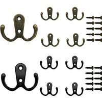 5pcs Double hook Clothes hook is used in Cloakrooms, Bathrooms, Kitchens, and Comes With Screws