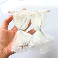 1/12 Dollhouse Lace Curtains Model Dollhouse Bedroom Living Room Decoration Dolls House Furniture Accessories Micro Scene Decor