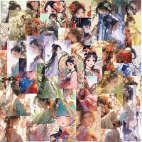 50PCS Oriental Stickers Chinese Style Ancient Costume Painting Decoration DIY Handbooks Desktop Notebook Refrigerator Stick
