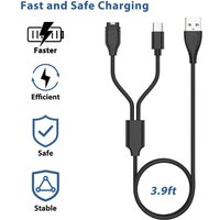 2 in 1 Charging Cable For Garmin Fenix 7/6/5/5X Plus Venu 2/Sq2/3/3s Vivoactive 4/4s/3 Charger Type C Charge Smart Accessories