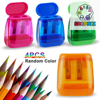 4PCS Dual-Hole Pencil Sharpeners With Lid And Shavings Container Portable Manual Sharpener Set For Colored Pencils