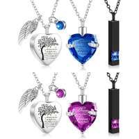 3 Styles Urn Necklace for Ashes Cremation Keepsake Necklace for Ashes of Loved Heart Cross Cubic Stainless Steel Memorial Locket
