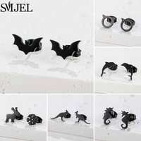 Stainless Steel Bat Stud Earrings For Women Men Punk Funny Dolphin Seahorse Animal Earings Australian Kangaroo Studs Wholesale