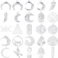 Luna Moon 100% Stainless Steel Charms For Jewelry Making Supplies Curved Month Pendant Silver Color Fashion Charms In Bulk Gifts