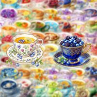 50 Tea Cup Drink Graffiti Stickers, Suitable for Diaries, Laptops, Car Bumpers, Skateboards, Water Bottles, Computers, Phone Decorations, Etc
