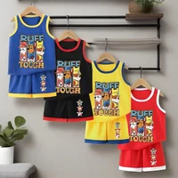 Paw Patrol New Summer Kids Casual Outfits Breathable Boys Sets Children's Sleeveless Vest Top Shorts Two Piece Sets