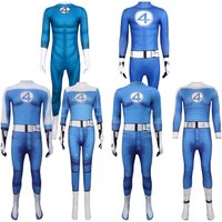 Superhero MR.Fantastic Cosplay Costume Suit First Steps Outfit Blue Jumpsuit Adult Men Halloween for Man