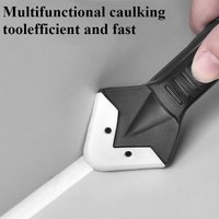 6-piece Set with 5 Replacement Heads, Plastic Caulking Tool, Stainless Steel Blade Head Multi-functional Seam Removal Kit