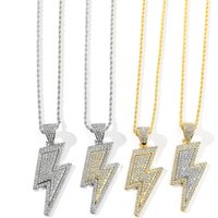 2026 New Hip Hop High-end Iced Out Lightning Rhinestone Pendant Necklace Women’s Fashion Party Jewelry Gift
