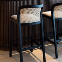 Contemporary High Chair Kitchen Bar Furniture Home Counter Island Rattan Backrest Outdoor Sgabello Cucina Modern Black Brown