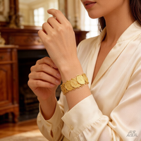 Luxurious Gold-Plated Wedding Bracelet Handcrafted Coin Detail Cuff Brace Jewelry