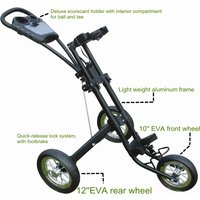 High Quality Portable 3-Wheel Aluminium Folding Golf Trolley Easy to Use Push Cart for Golfers