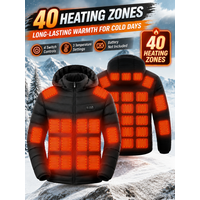 Smart Heated Jacket with 39 Heating Zones 4 Switch 3 Heat Settings up to 50°C for Outdoor Activities Winter Hiking Ski