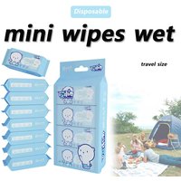64pcs Disposable Super Mini Wet Wipes Portable Small Package Extraction Hand And Mouth Cleaning Wipes Home School Supplies