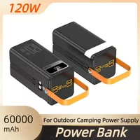 120W Fast Charging Power Bank 60000mAh High Capacity Portable Charger for Outdoor Camping Live Broadcast Emergency Power
