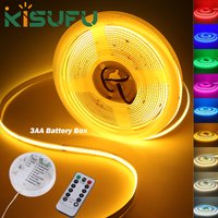 3AA Battery Box 5V COB LED Light Strip With Remote Blue White Yellow Warm Red 8MM PCB Flexible Adhesive Tape Room Kitchen Decor