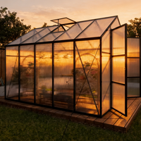 rt-8x10ft Walk Greenhouse Aluminum Frame Polycarbonate Double Door Large Garden Plant House DIY Easily Assembled Eco-Friendly!