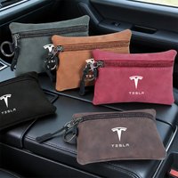 Portable Suede Car Key Bag Zipper Wallet Card Coin Pouch For Tesla Model 3 Model Y Model S X SpaceX Cybertruck Juguete Accessory