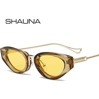 SHAUNA Retro Small Cat Eye Women Sunglasses Fashion Gradient Shades UV400 Men Yellow Sun Glasses
