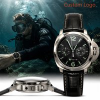 44mm Luxuriöse Herren-Chronographenuhr im Militärstil mit gebürstetem, poliertem Edelstahlgehäuse, Dual-Funktion, Stoppuhr, Timer, Kalenderfenster, Outdoor, personalisierte Uhren