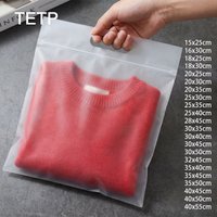 TETP Matte/Clear Ziplock Bags With Hnadle Self-Sealing Clothing T-shirt Hoodie Coat Sweater Packaging Travel Protable Dustproof
