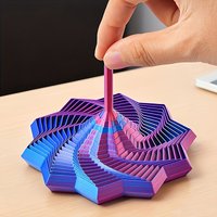1Pc Random Color 3D-Printed Star Fidget Spinner - 2-Size Gradient Rotating Polygons, Expandable Sensory Desktop Decor & Stress