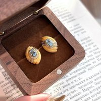 Light luxury charm brushed diamond inlaid blue gemstone earings stud fashion retro exquisite earrings for women jewelry gifts