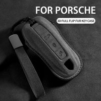 Car Key Case Cover for Porsche Panamera Cayenne 971 911 9YA Macan Boxster 3 Buttons Suede Car Remote Key Shell Fob Accessories