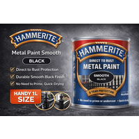 Hammerite Smooth Metal Paint 1L Black โ Direct to Rust Protective Paint for Metal โ Smooth Gloss Finish